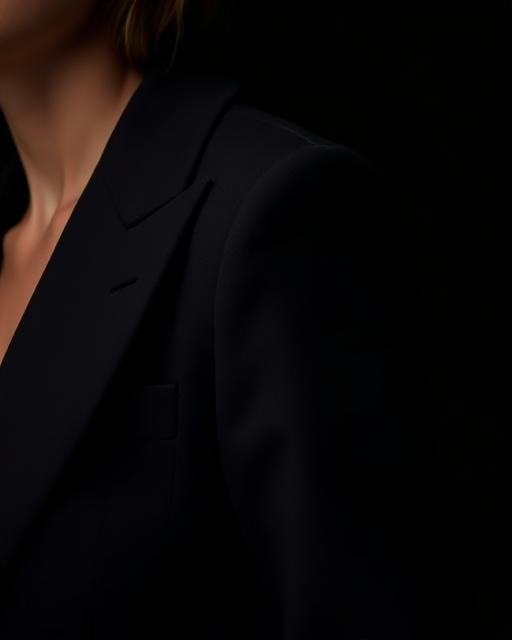 Close detail of a black tailored blazer